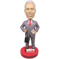 Personalized custom executive in nice suit with book and telescope bobbleheads