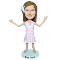 Young girl in pink dress bobblehead