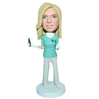 Female doctor handing a operating forceps bobblehead