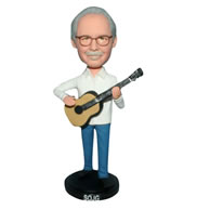 Man in white T-shirt playing the guitar bobblehead