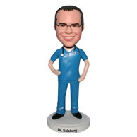 Male doctor in blue work clothes bobblehead