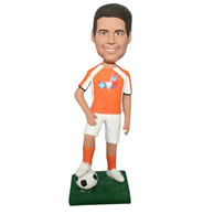 No.5 socce ball player bobblehead  in orange sports wear