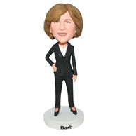 Office lady in black suit bobblehead