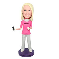 Female doctor in rose shirt bobblehead