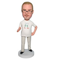 Glasses man in white shirt matching with white pants bobblehead