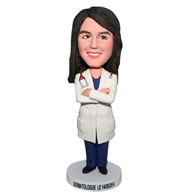 Female doctor in doctor's overall bobblehead