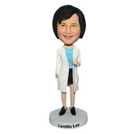 Glasses woman in white coat bobblehead