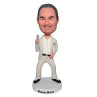 Singing man bobblehead  in beige suit