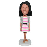 Beautiful woman in pink dress bobblehead