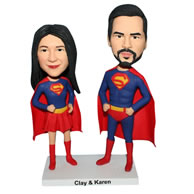 Super groom and super bride bobblehead