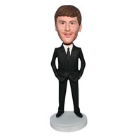 Handsome man in black suit bobblehead