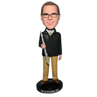 Glasses man in black coat bobblehead