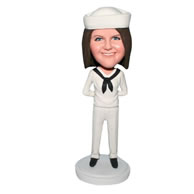 Young woman in white navy uniform custom bobblehead