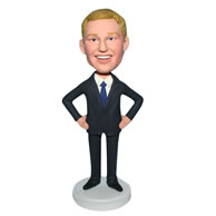 Business man in black suit custom bobblehead