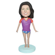 Long hair woman in colorful shirt bobblehead