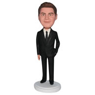 Business man in black suit custom bobblehead