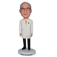 Glasses man in white coat custom doctor bobblehead