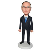 Glasses business man in black suit custom bobblehead