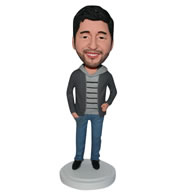 Beard man in leisure wear custom bobblehead