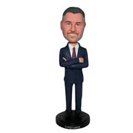 Business man in blue suit custom bobblehead