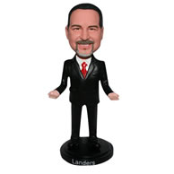 Business man in black suit custom bobblehead