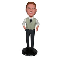 Man in beige waistcoat custom bobblehead