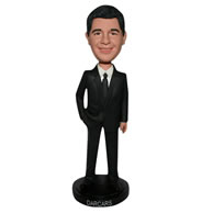 Business man in black suit custom bobblehead