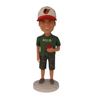 Young man in green shirt matching with shorts custom bobblehead