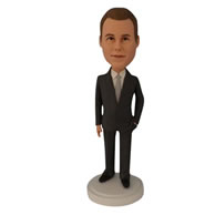 Business man in black suit custom bobblehead