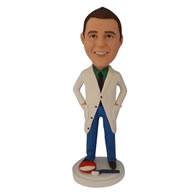 Male dentist in white coat custom bobblehead