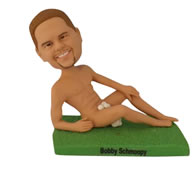 Naked man lying on the grass custom bobblehead