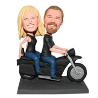 Custom husband and wife taking a motorcycle bobble head
