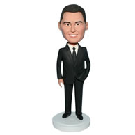 Custom man in black suit  bobble head