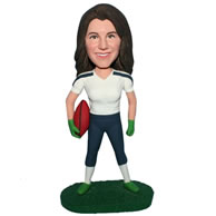 Custom female football player in sports wear bobble head