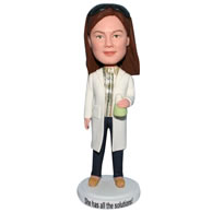 Custom  beautiful young lady in white coat  bobble head