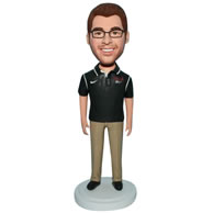 Custom glasses man in black shirt custom  bobble head