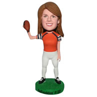 Custom  female football player in sports wear bobble head