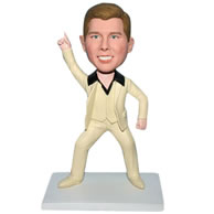 Custom  funny man in beige suit bobble head