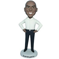 Custom  man in white T-shirt bobblehead