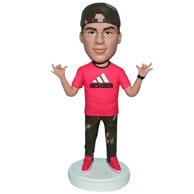 Custom man in rose shirt matching with green pants  bobblehead