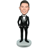 Custom groomsmaid in black suit  bobble head