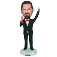 Custom  singing man in black suit bobblehead