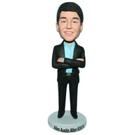 Custom man in black suit  bobble head