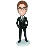 Custom  handsome man in black suit bobble head