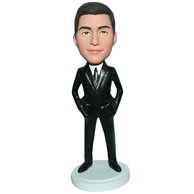 Custom handsome man in black suit  bobble head