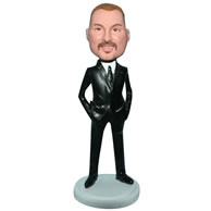 Custom handsome man in black suit  bobble head