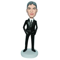 Custom handsome man in black suit  bobble head