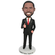 Custom business man in black suit matching with red tie  bobblehead