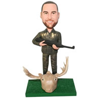 Custom  hunter in uniform handing a shotgun bobble head