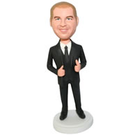 Custom groomsman in black suit bobbleh ead